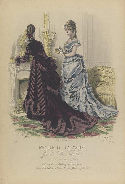 Tafel Nr. 153 in der Modeübersicht in der Familienzeitung (Revue de la Mode, Gazette de la Famille) von E. Cheffer